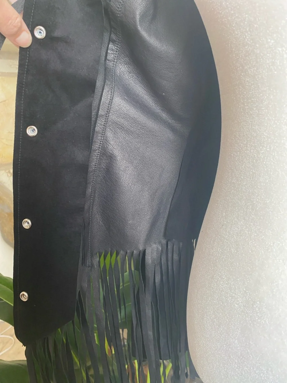 Reformation Fringe Suede Leather Jacket Black Western Boho Women’s S - Picture 9 of 13